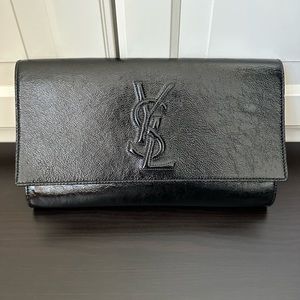 Patent black authentic YSL clutch gently used